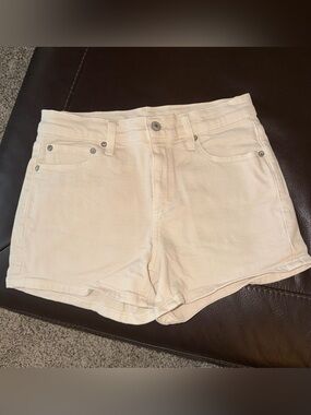 American Eagle Outfitters Cream High-Rise Stretch Jean Shorts